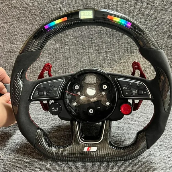 Custom LED Carbon Fiber Steering Wheel Shift Light for Audi B9 S4 S5 A4 A5 RS3 RS4 RS5 | Yeedercar