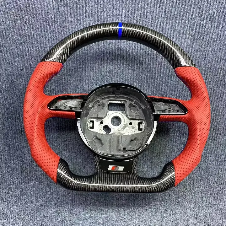 Custom carbon fiber steering wheel for Audi B8.5 built by YEEDER