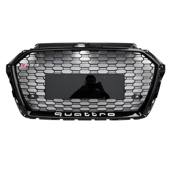 b587d6bed99b08b88a4a213b4cb2fc88.jpg RS-Style Gloss Black Honeycomb Grille for Audi A3 8V S3 2017-2020 | Emblem Mount | Yeedercar