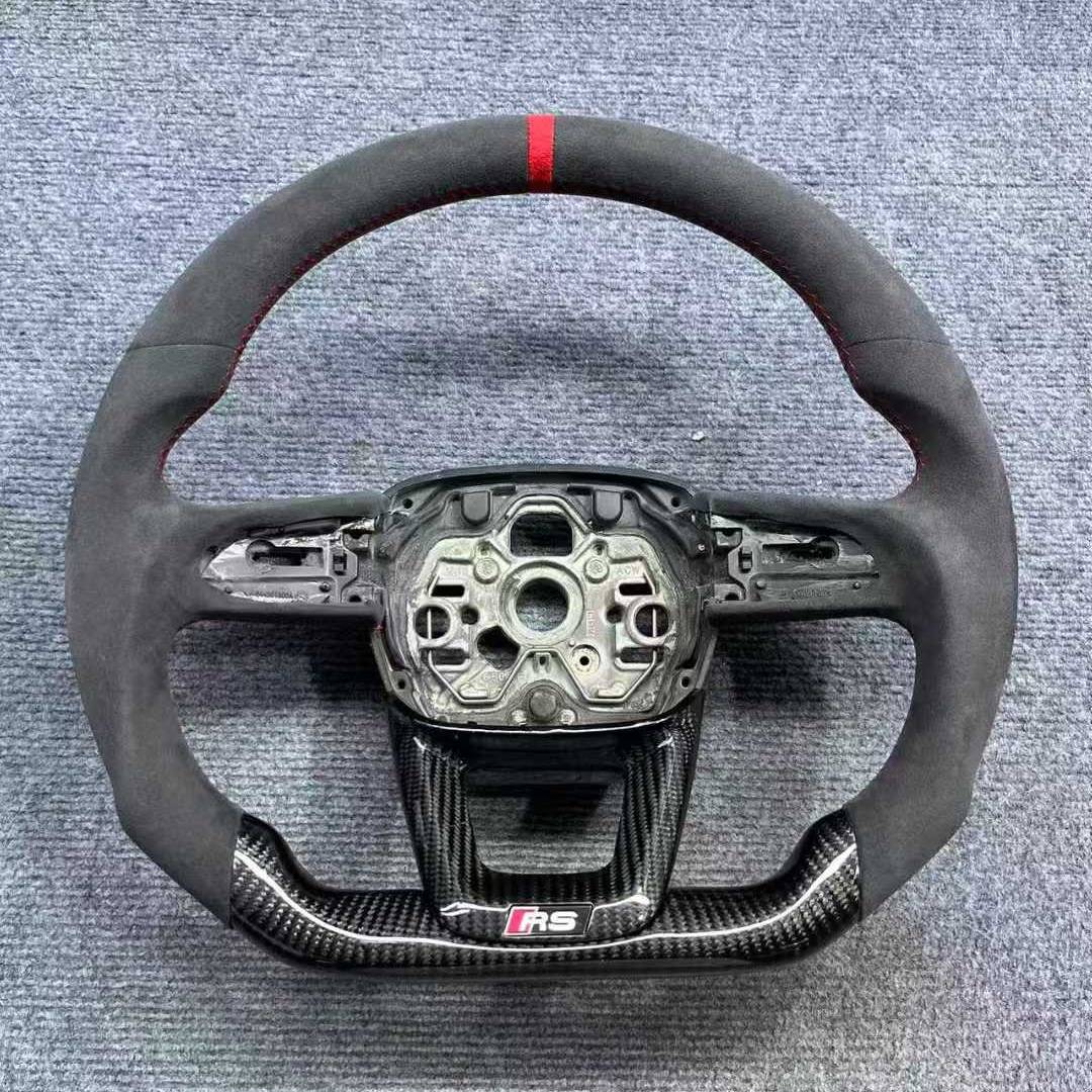 Custom Carbon Fiber Steering Wheel Alcantara Side Grips for Audi Q5 Q5L SQ5 | Yeedercar