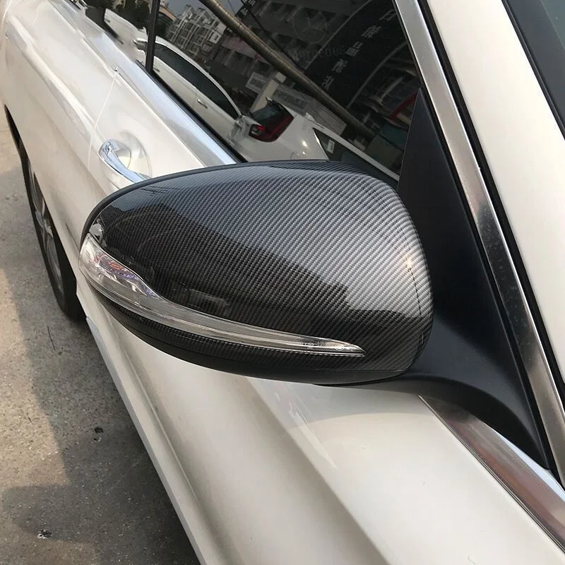Mercedes C-Class carbon fiber mirror cap close-up