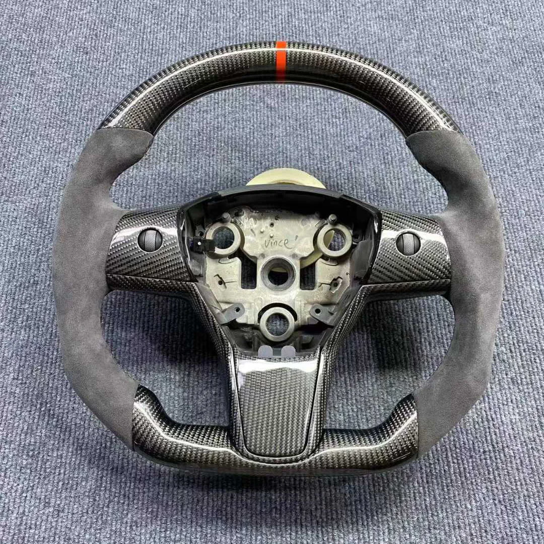 Carbon Fiber & Alcantara Steering Wheel for Tesla Model 3 / Model Y detail 2