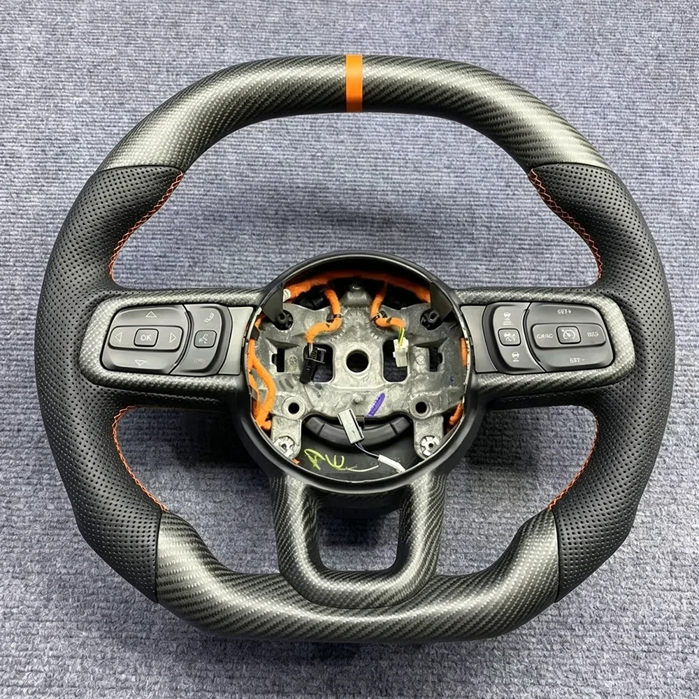 Carbon Fiber D-Shape Steering Wheel for Jeep Wrangler / Gladiator / Commander / Grand Cherokee detail 1