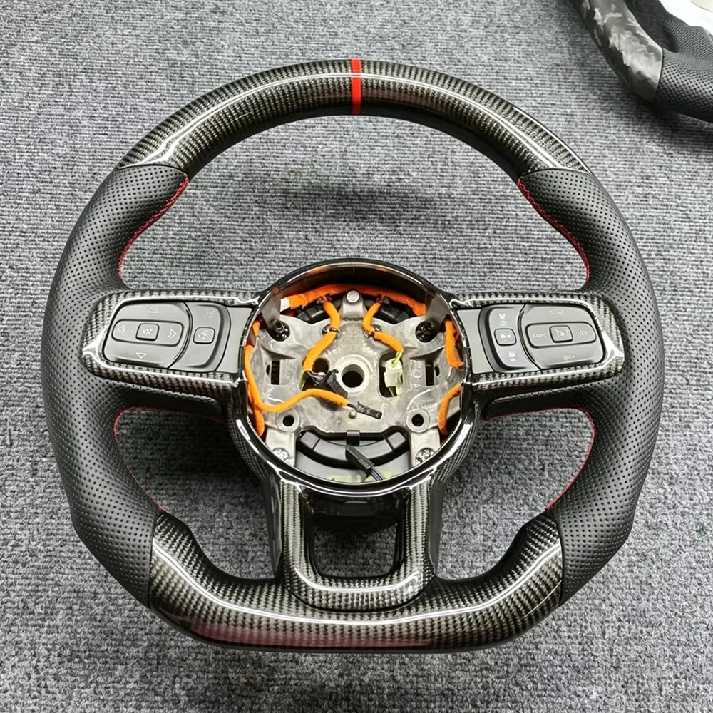 Carbon Fiber D-Shape Steering Wheel for Jeep Wrangler / Gladiator / Commander / Grand Cherokee detail 2