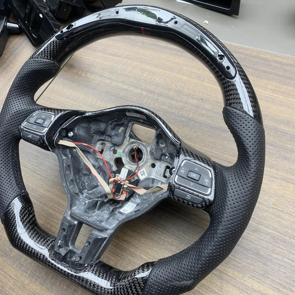 LED Carbon Fiber Steering Wheel for Volkswagen Golf 6 detail 2