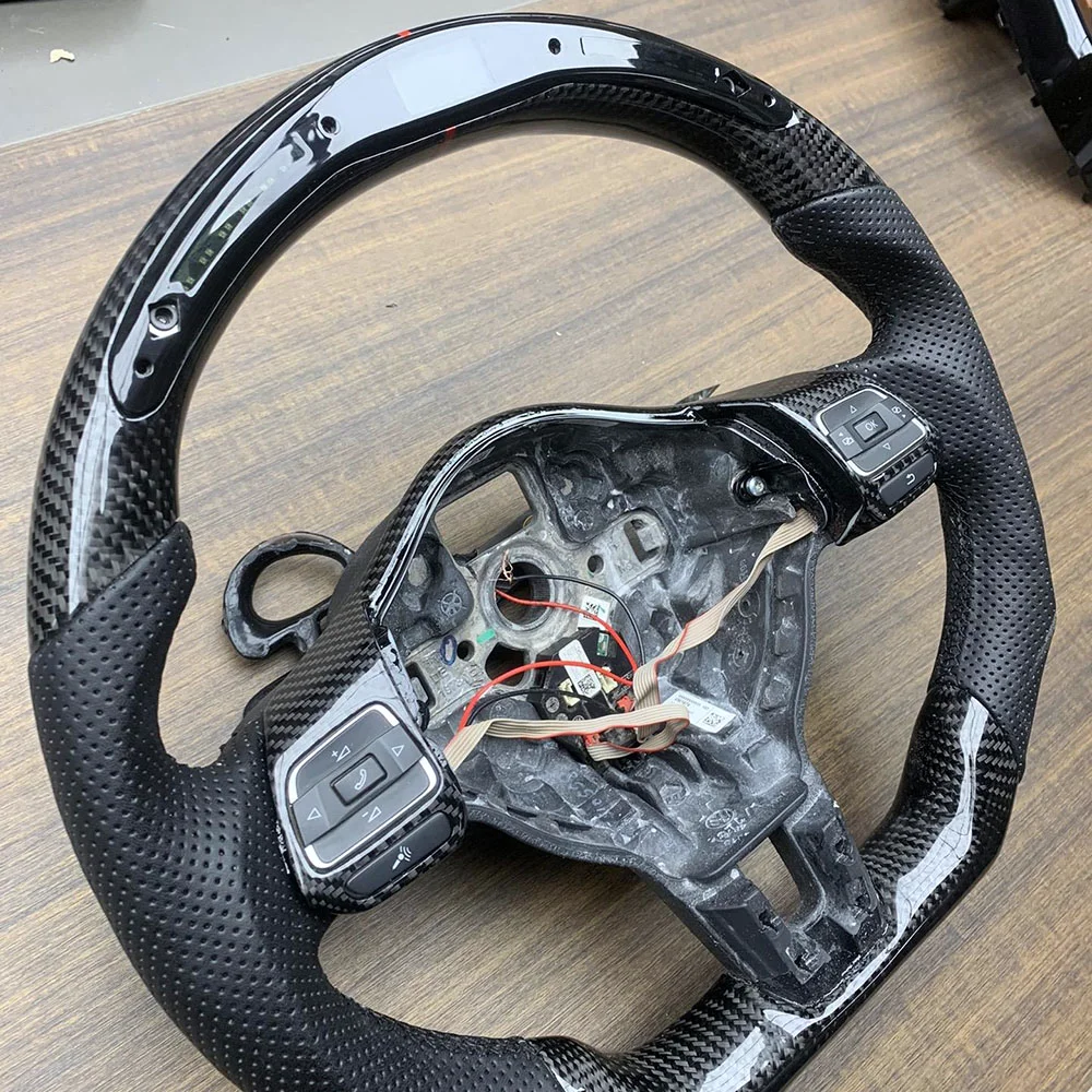 LED Carbon Fiber Steering Wheel for Volkswagen Golf 6 detail 3