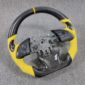 Carbon Fiber Steering Wheel with Yellow Perforated Leather for Mitsubishi Outlander