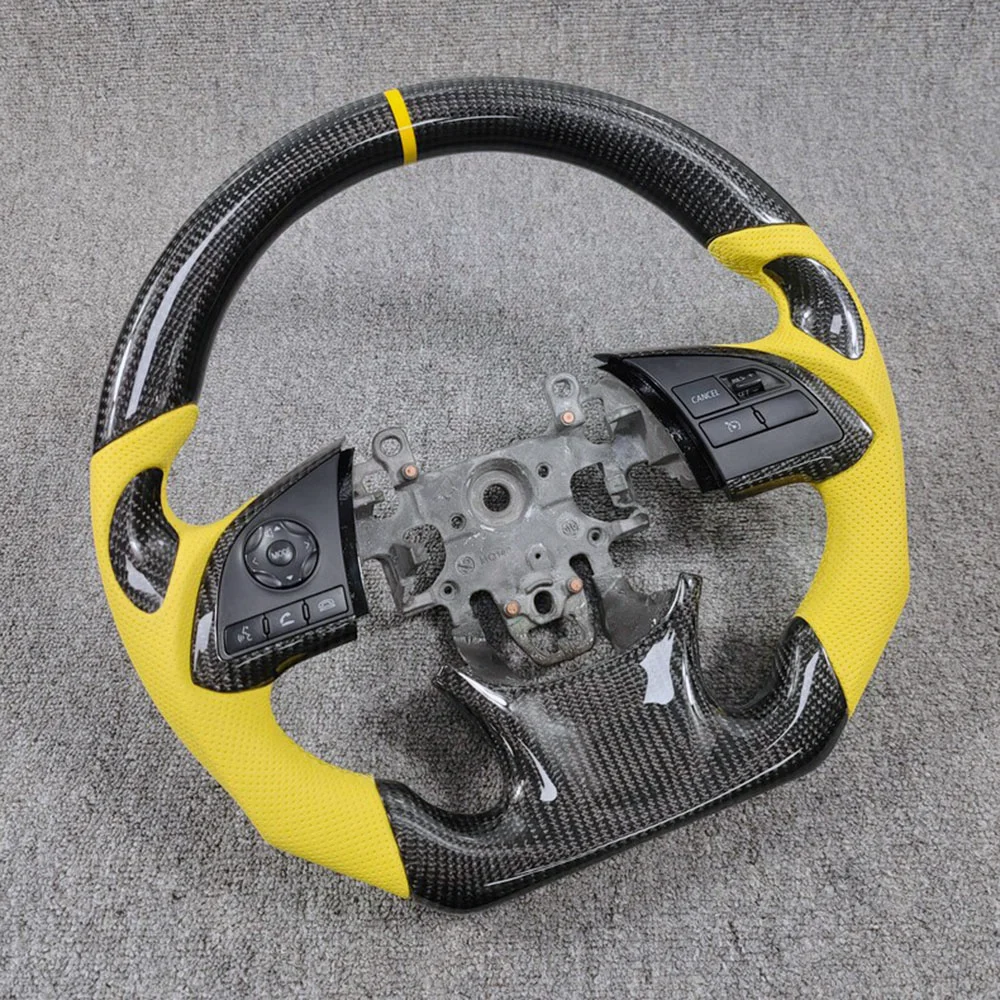 Carbon Fiber Steering Wheel with Yellow Perforated Leather for Mitsubishi Outlander
