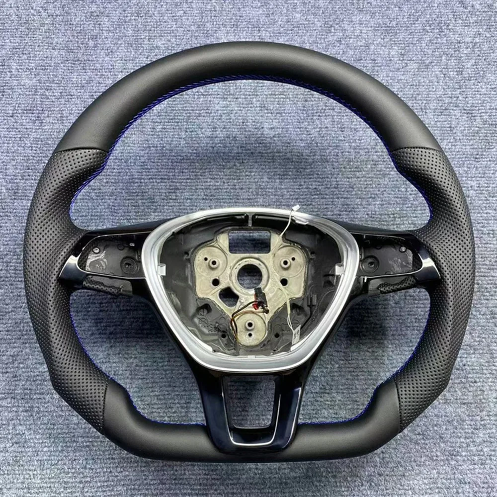 Leather Sport Steering Wheel with Blue-Black Stitching for Volkswagen
