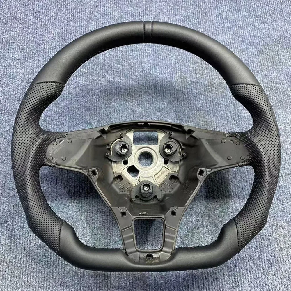 Leather Sport Steering Wheel with Blue-Black Stitching for Volkswagen detail 1