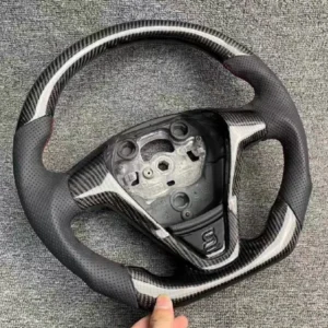 Carbon Fiber Steering Wheel with Black Leather for Ford Fiesta