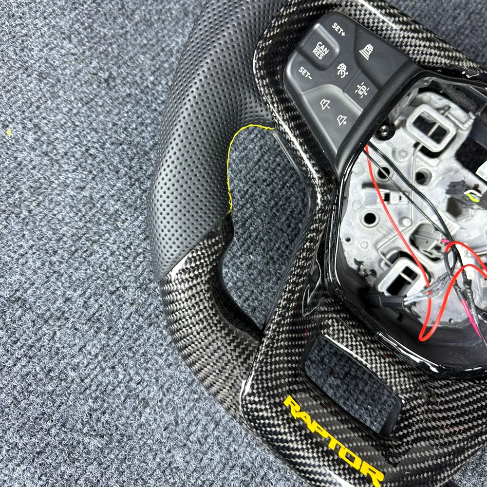 Heated Carbon Fiber Steering Wheel for Ford Bronco Raptor detail 1