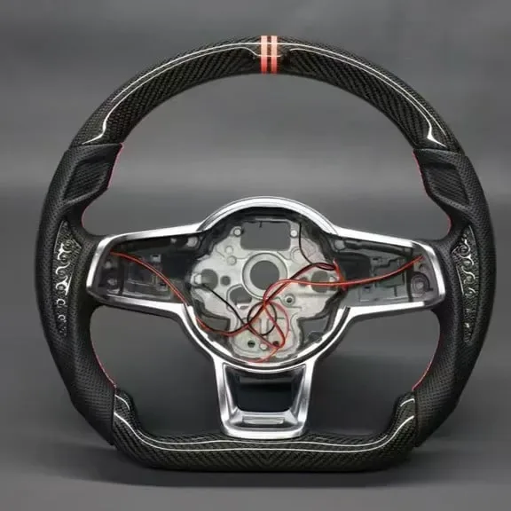 Yeedercar Custom Carbon fiber steering wheel with heating function for Volkswagen Golf 7 GTI Rline - Image 4
