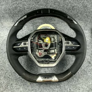 Custom LED Carbon fiber steering wheel with Leather side for Peugeot 508