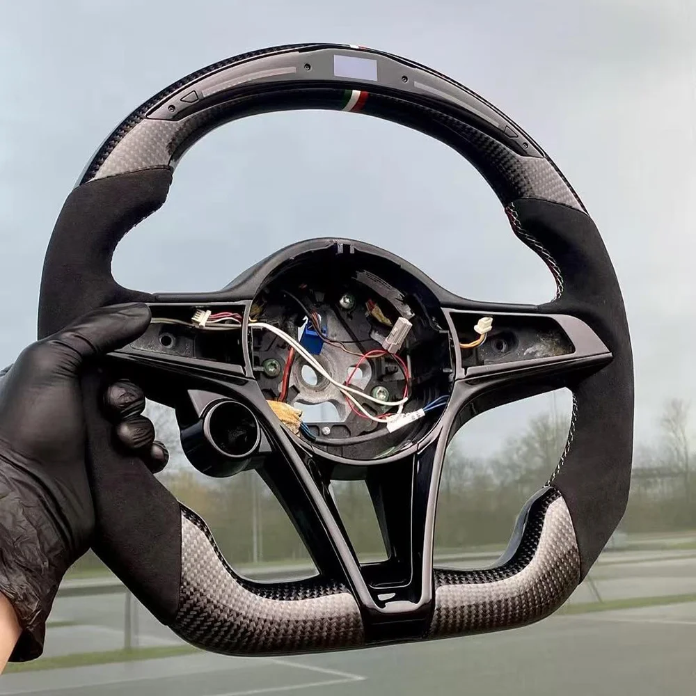 LED Carbon Fiber Alcantara Steering Wheel for Alfa Romeo Giulia
