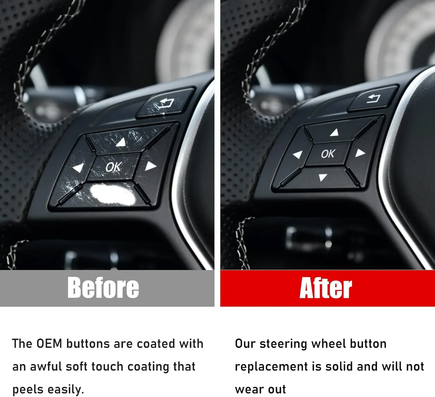 Mercedes Benz Steering Wheel Buttons Replacement ? W246 W204 W207 W212 GLK X204 CLA W117 CLS W218 SLK W172 (Black) - detail