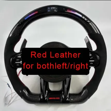 Custom LED Carbon Fiber Red Leather Steering Wheel for Mercedes-Benz AMG | YeederCar - detail