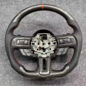 Yeedercar Custom Gloss Carbon fiber steering wheel leather for Ford Mustang