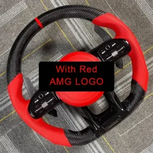 Custom LED Carbon Fiber Red Leather Steering Wheel for Mercedes-Benz AMG | YeederCar