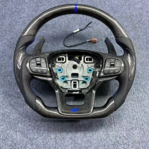 Yeedercar Custom Gloss Carbon fiber steering wheel leather with heated for Ford explorer