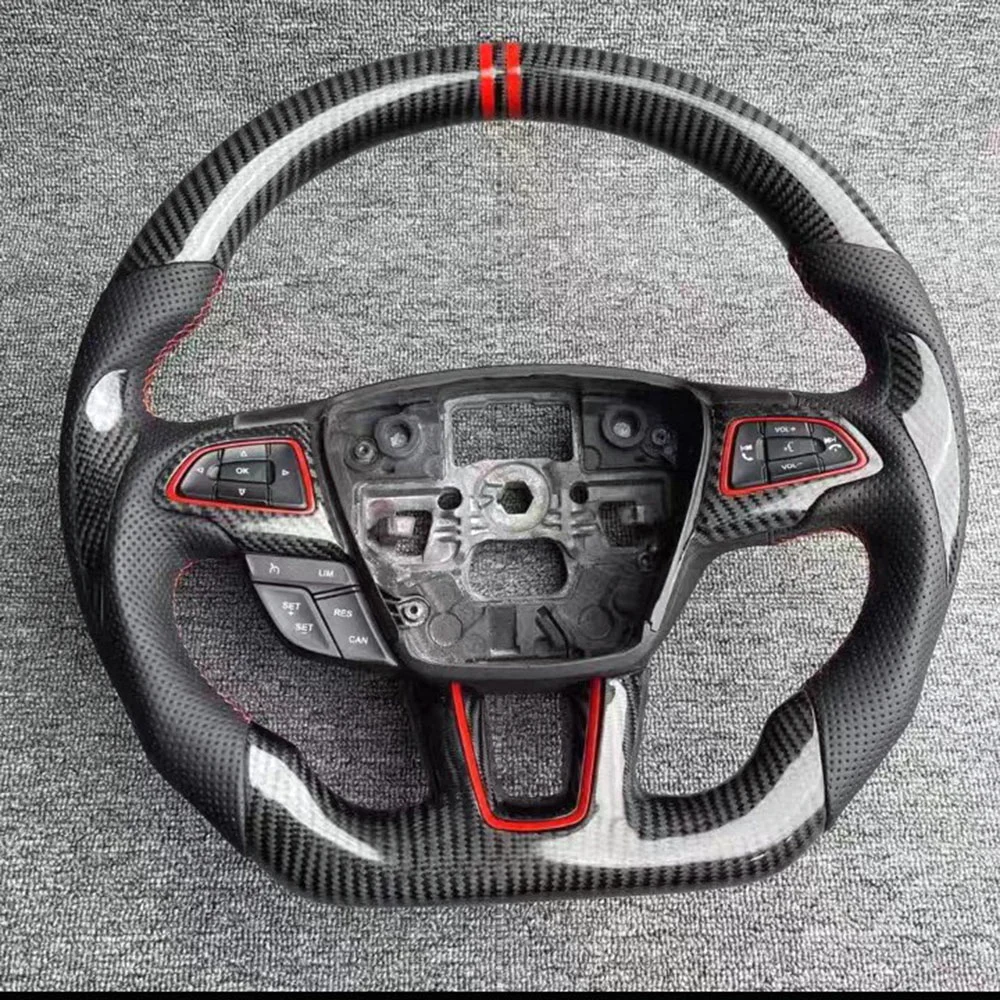 Close-up of the woven texture of a carbon fiber steering wheel for 2017 ford escape titanium — precision-fit upgrade from Yeedercar