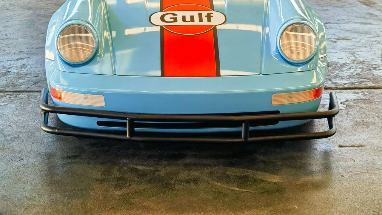 Mini electric drift kart with Gulf livery front end detail