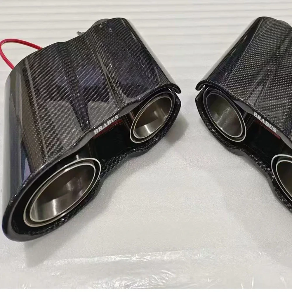 Dry Carbon Fiber Exhaust Tips for Mercedes-Benz G-Class W464 (Red LED)