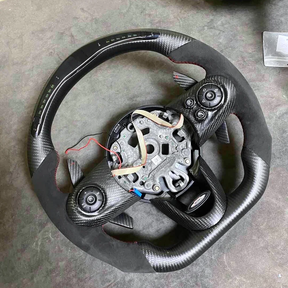 LED Carbon Fiber Alcantara Steering Wheel with Carbon Paddles for Mini F54 / F55 / F56 / F57 detail 1