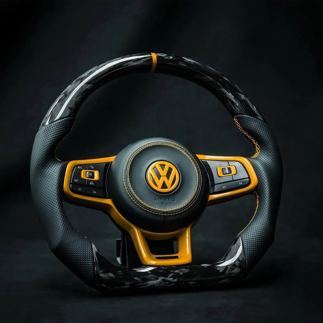 Custom carbon fiber steering wheel for Volkswagen Golf 7 MK7 GTI R-Line by Yeedercar