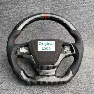 Yeedercar Carbon fiber steering wheel with Leather for Hyundai Elantra with alcantara airbag cover
