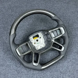 Custom Satin Carbon Fiber Steering Wheel for Land Rover Defender | Flat-Bottom Sport Design