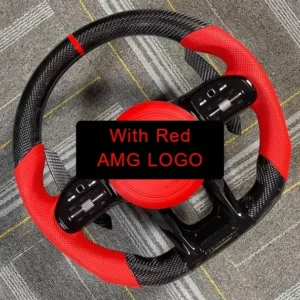 Custom LED Carbon Fiber Red Leather Steering Wheel for Mercedes-Benz AMG | YeederCar