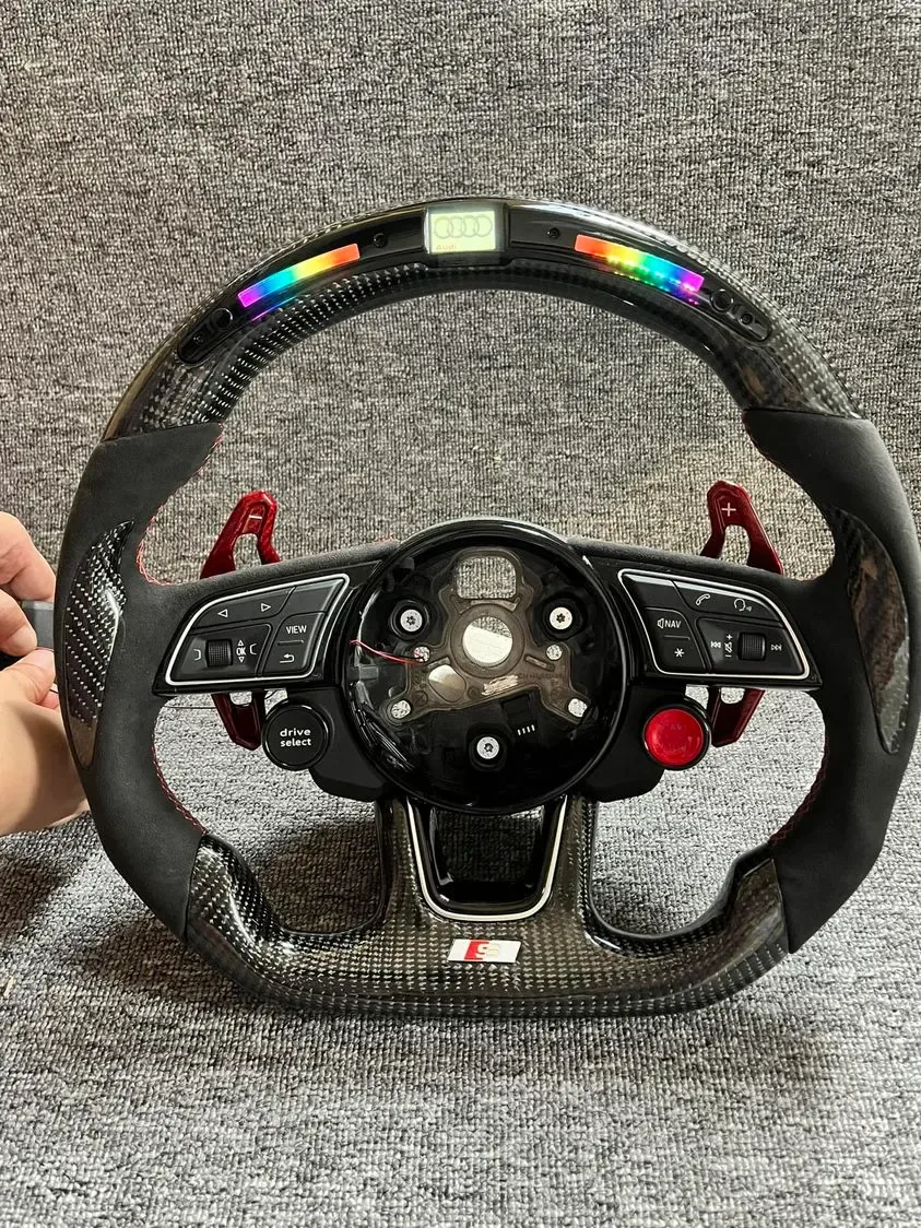 Custom LED Carbon Fiber Steering Wheel Shift Light for Audi B9 S4 S5 A4 A5 RS3 RS4 RS5 | Yeedercar