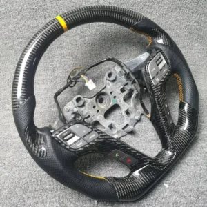Aggressive Deep Gloss Carbon Fiber Steering Wheel for Hyundai Santa Fe/Tucson | D-Shape Flat Bottom