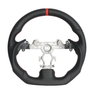 Full Leather Steering Wheel, D-Shaped Flat Bottom Perforated Leather Grip Steering Wheel Fit for Infiniti G37 G37X 2007-2013