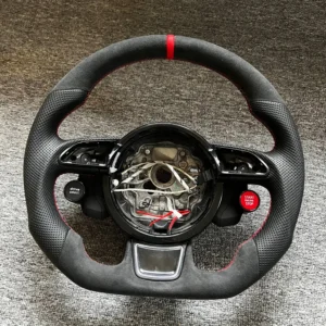 Custom Modified Shape Alcantara Steering Wheel with R8 Buttons for Audi A6 A7 S6 S7 C7 | Yeedercar