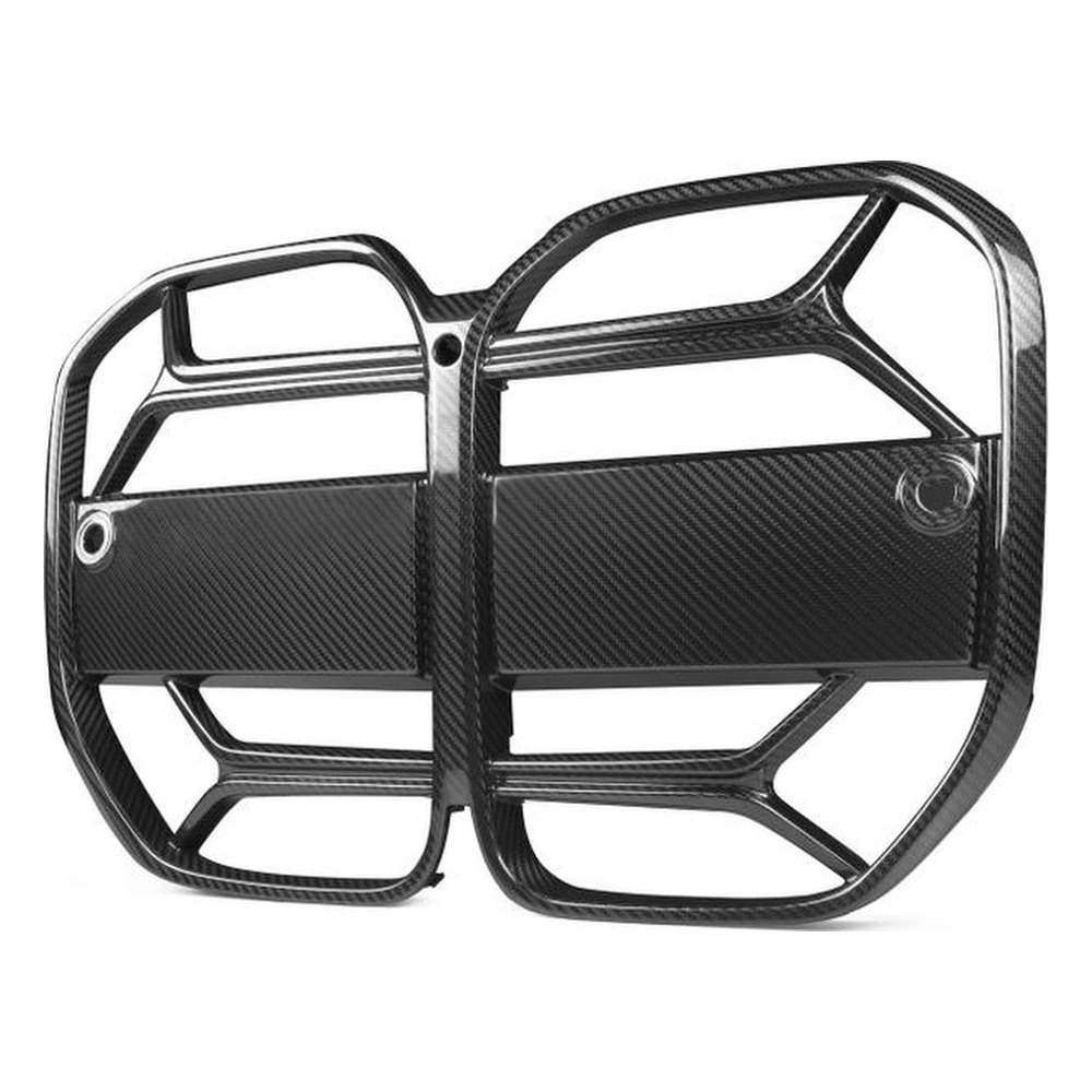 Dry Carbon Fiber Front Grille Cover Trim for BMW 4 Series G22 G23 (2021-2022) — front three-quarter view