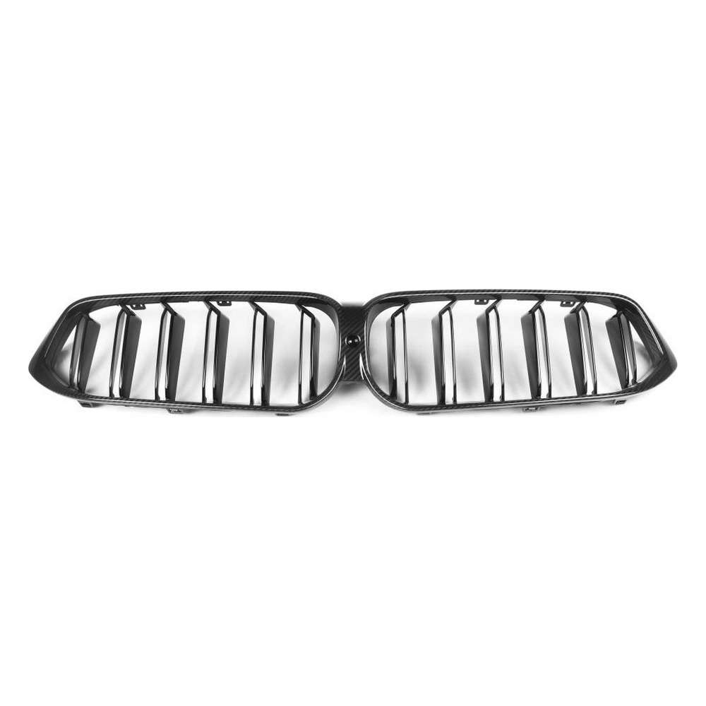 Factory-Made Dry Carbon Fiber Front Grille Cover Trim for BMW G32 LCI 6 Series GT (2021-2022) — front three-quarter view