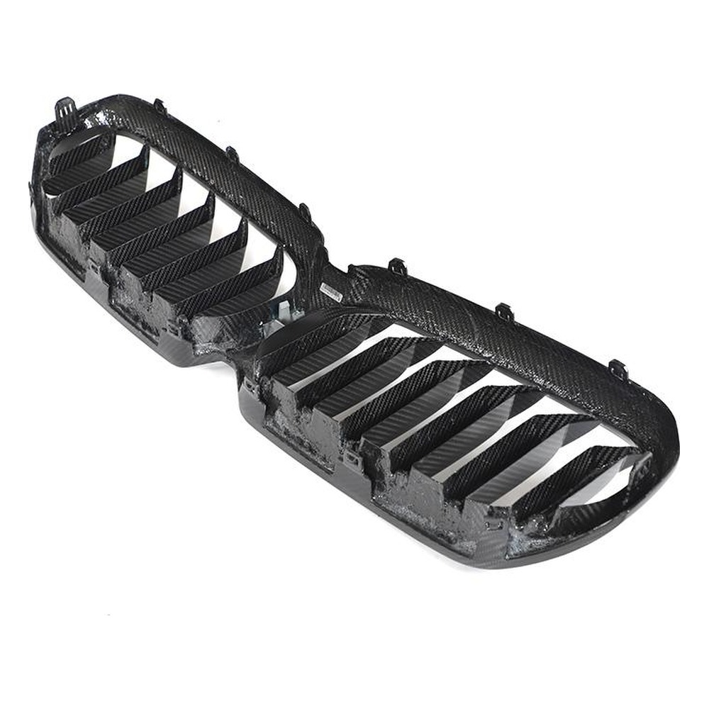 Dry Carbon Fiber Front Kidney Grille for BMW 5 Series G30 G38 LCI 530i Sedan (2021-2023) — front three-quarter view