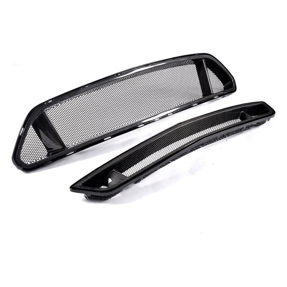 Front Grille for Ford Mustang GT Shelby GT350R Coupe 2-Door (2015-2017) in Carbon Fiber — side profile