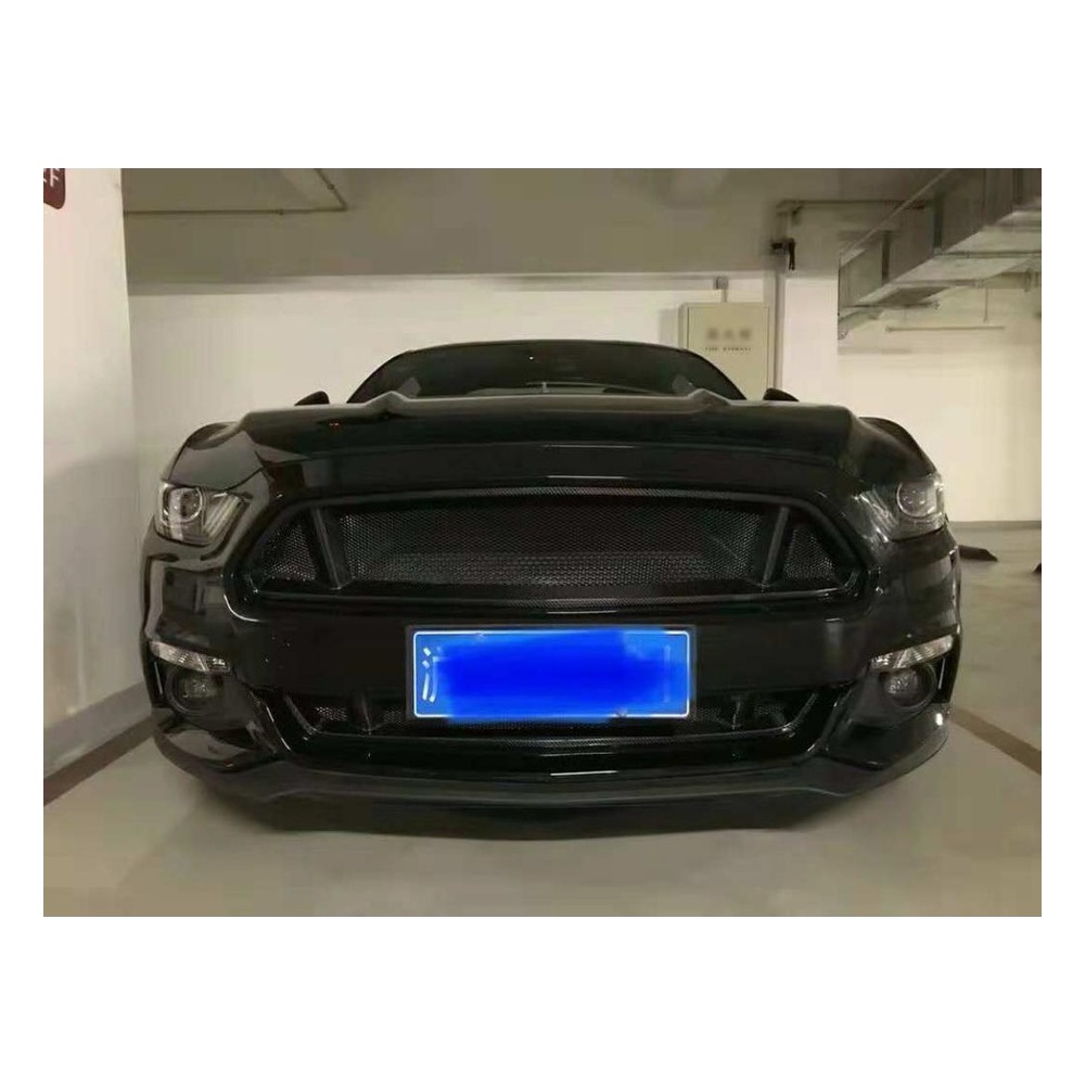 Front Grille for Ford Mustang GT Shelby GT350R Coupe 2-Door (2015-2017) in Carbon Fiber — close-up of the woven texture