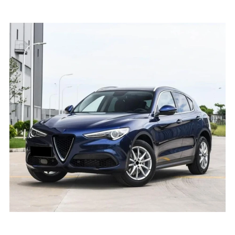 Carbon Fiber Front Grille Cover Trim for Alfa Romeo Stelvio (2017) — front three-quarter view