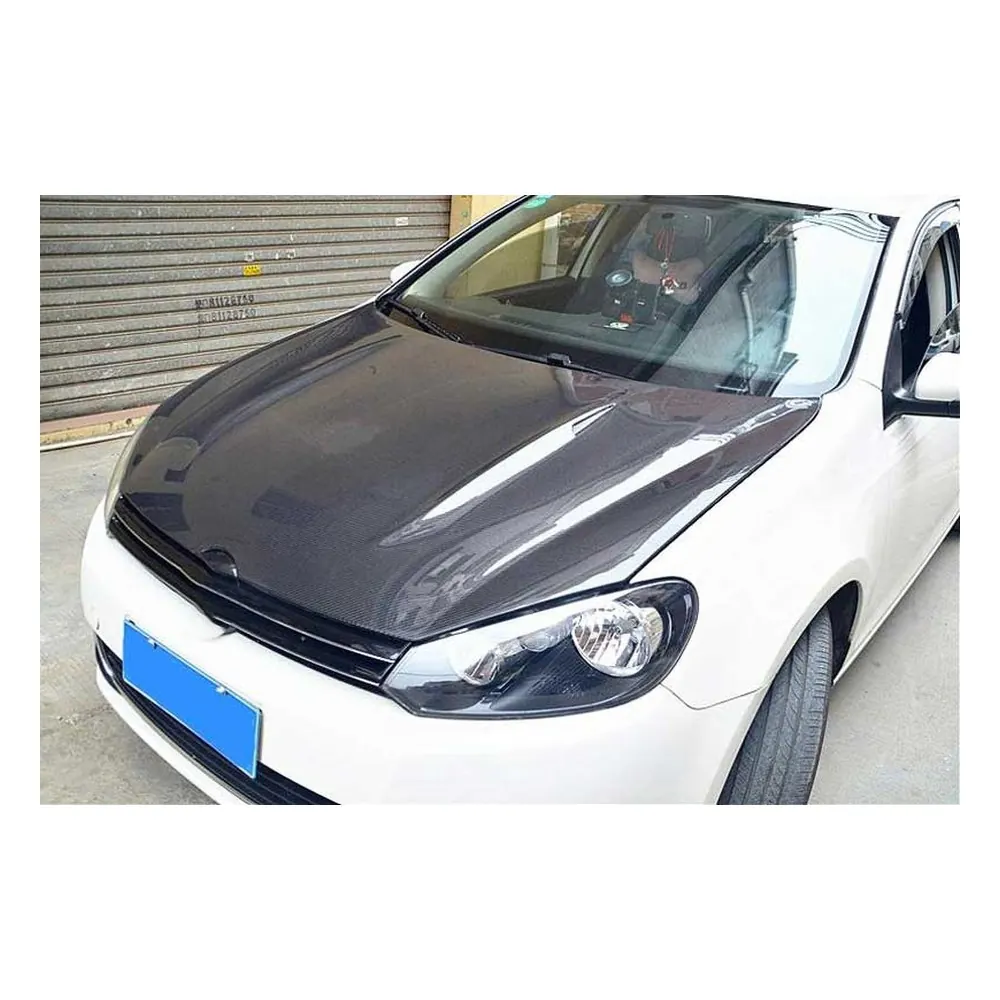 Custom Carbon Fiber Engine Hood for Volkswagen GOLF 6 MK6 / GTI / R (2010-2013) — close-up of the woven texture