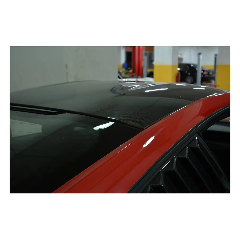 Custom Carbon Fiber Roof Cover Trim for Ford Mustang Coupe 2-Door (2015-2017) — installed view