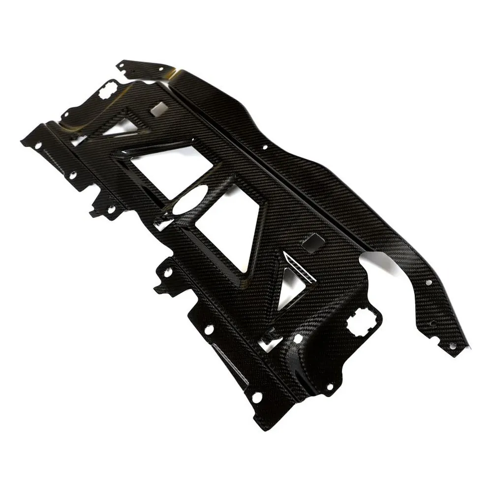 Custom Carbon Fiber Water Tank Radiating Plate Cover for BMW G80 M3 / G82 G83 M4 / G87 M2 — front three-quarter view