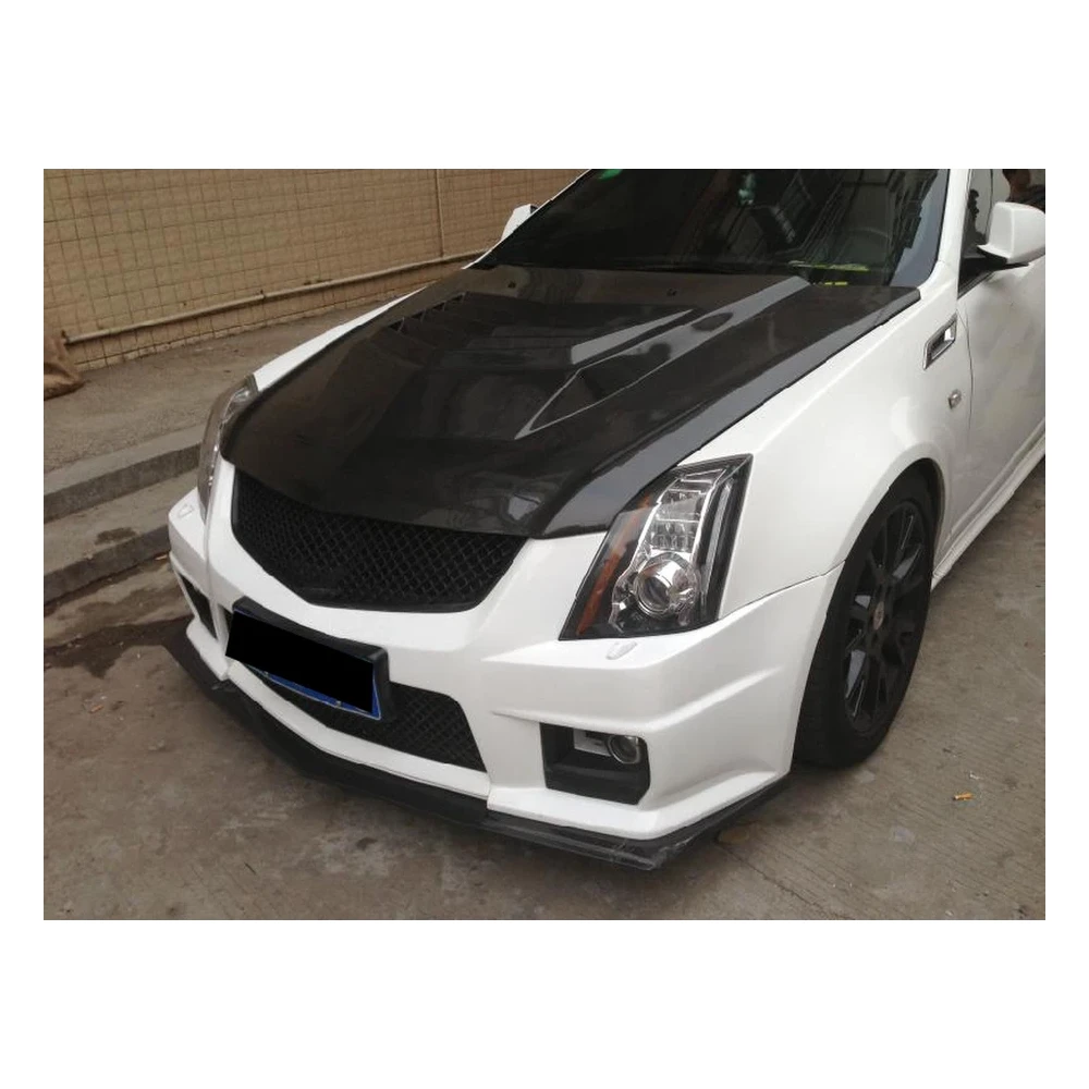 Engine Hood for Cadillac CTS-V (2013) in Carbon Fiber — front three-quarter view