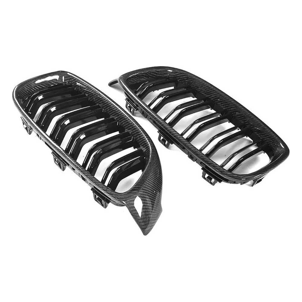 Front Kidney Grille for BMW F32 428I 435I (2014-2015) in Carbon Fiber — front three-quarter view