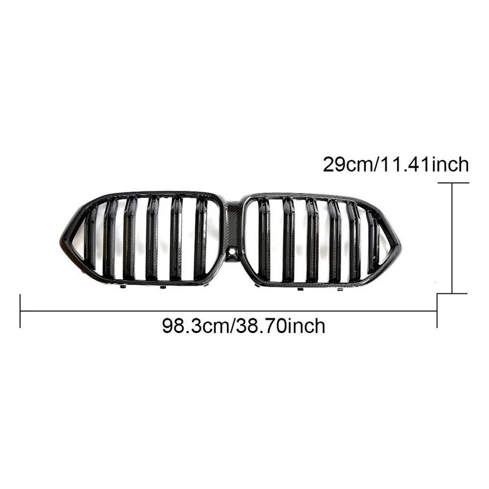 Front Kidney Grille for BMW G06 X6 F96 X6M (2021-2022) in Carbon Fiber — side profile