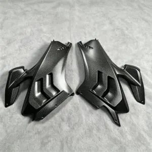Ducati body part upgrade in carbon fiber, workshop shot before fitting, hand-finished by Yeedercar