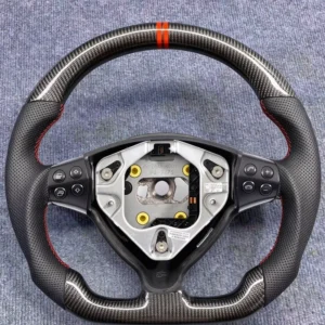 Mercedes-Benz A-Class W169 carbon fiber steering wheel with perforated leather grips and red stitching
